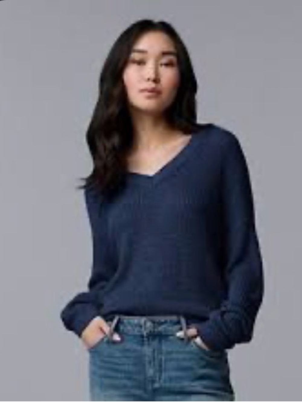 Women's Simply Vera Vera Wang Dolman V-Neck Sweater Size M NWT